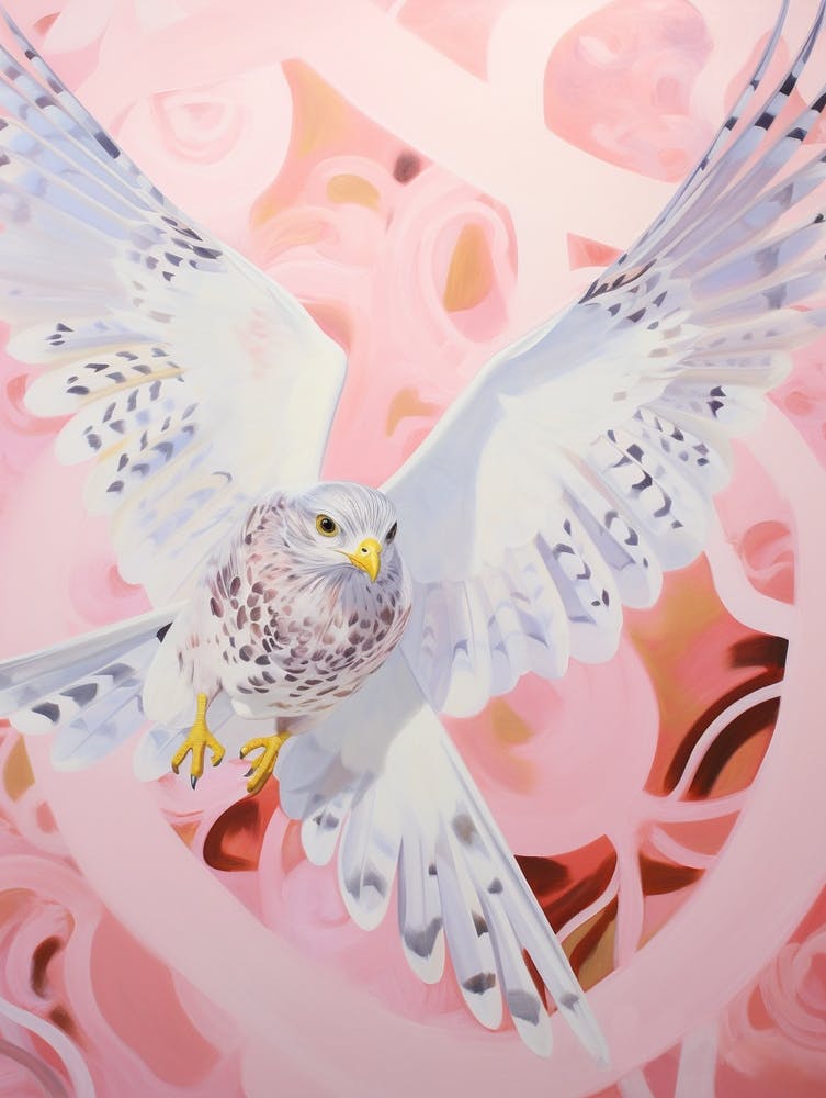 Pink Ethereal Bird Painting Falcon 1