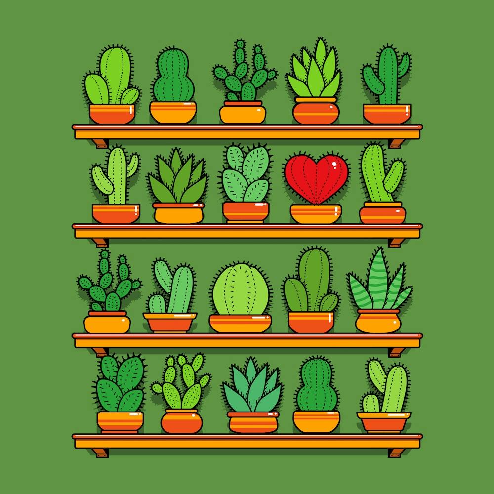 Love Yourself Cactus Heart Square