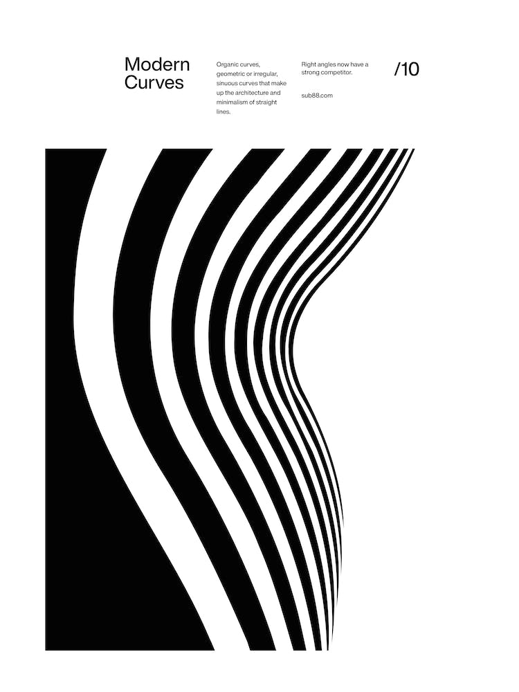 Courbes Modernes 10, Affiche Design d'Architecture Moderne, Décoration Murale Intérieure Minimaliste