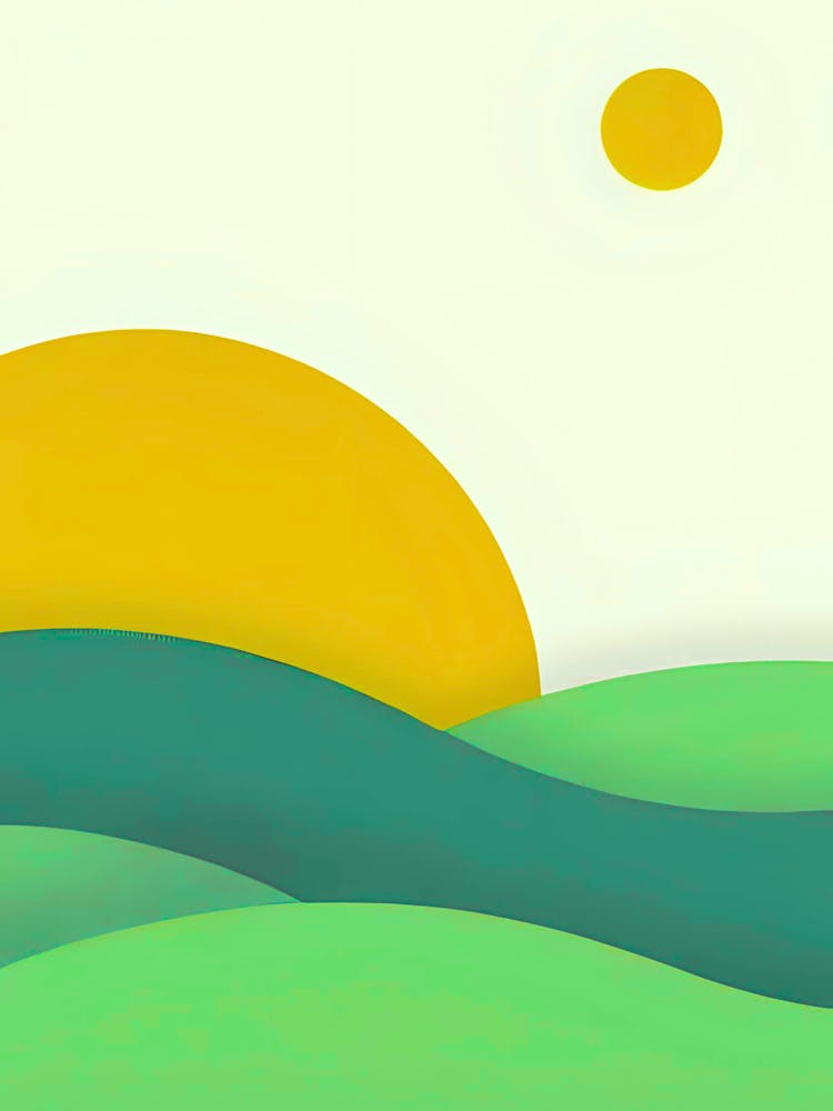 Sunset On A Green Field