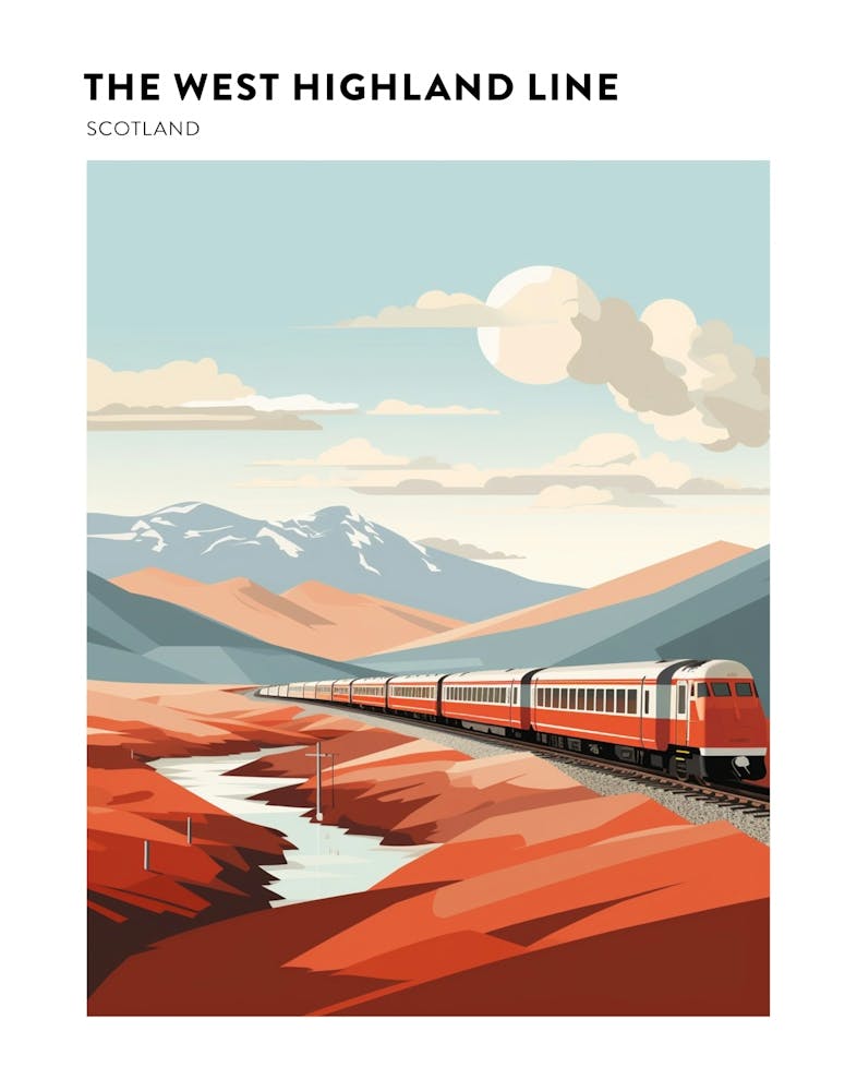 The West Highland Line Scotland 3 Hiking Trail Landscape Poster