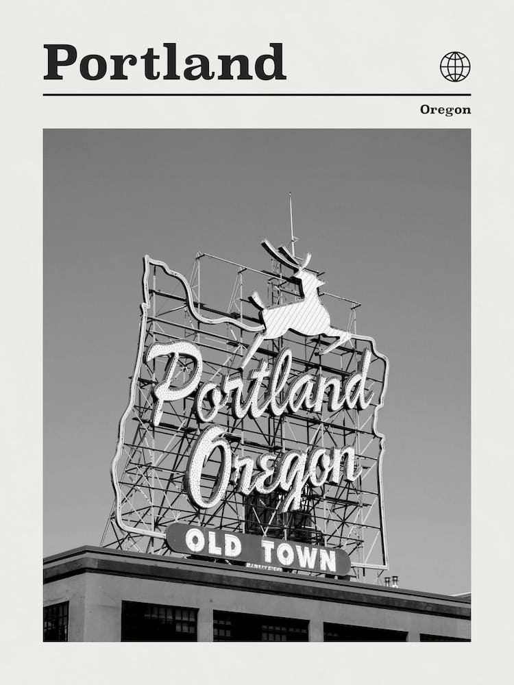 Portland Oregon Oldtown Schwarz-Weiß