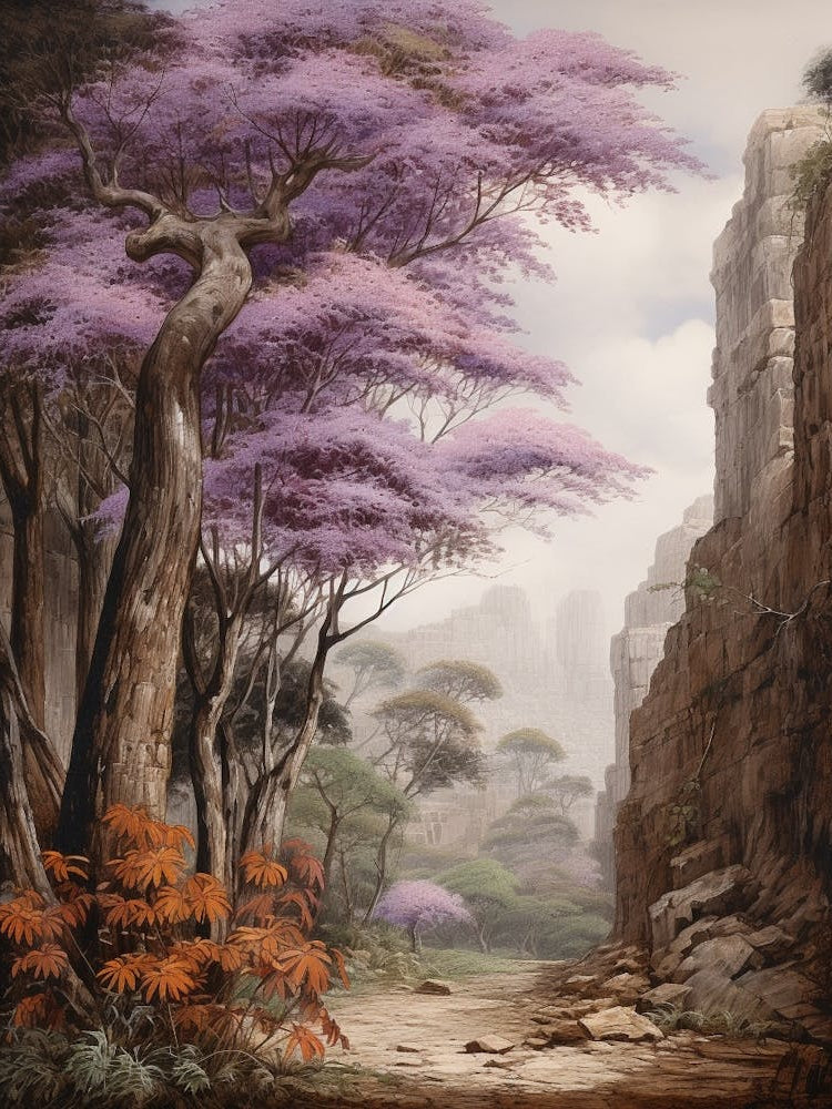 Vintage Jungle Botanical Illustration Jacaranda 1