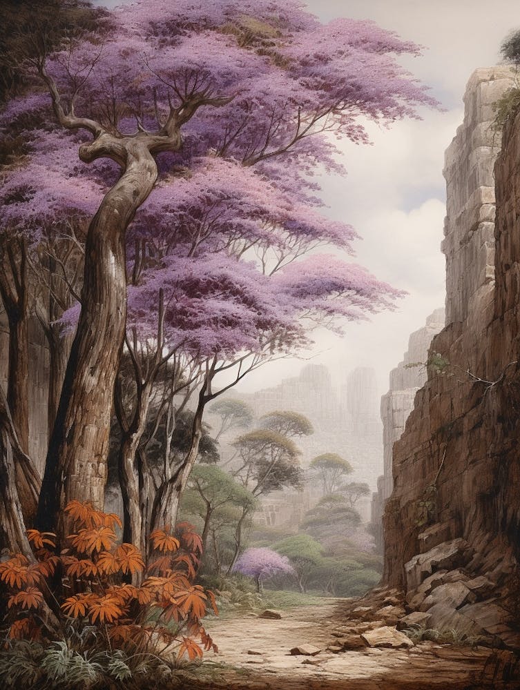 Vintage Jungle Botanical Illustration Jacaranda 1