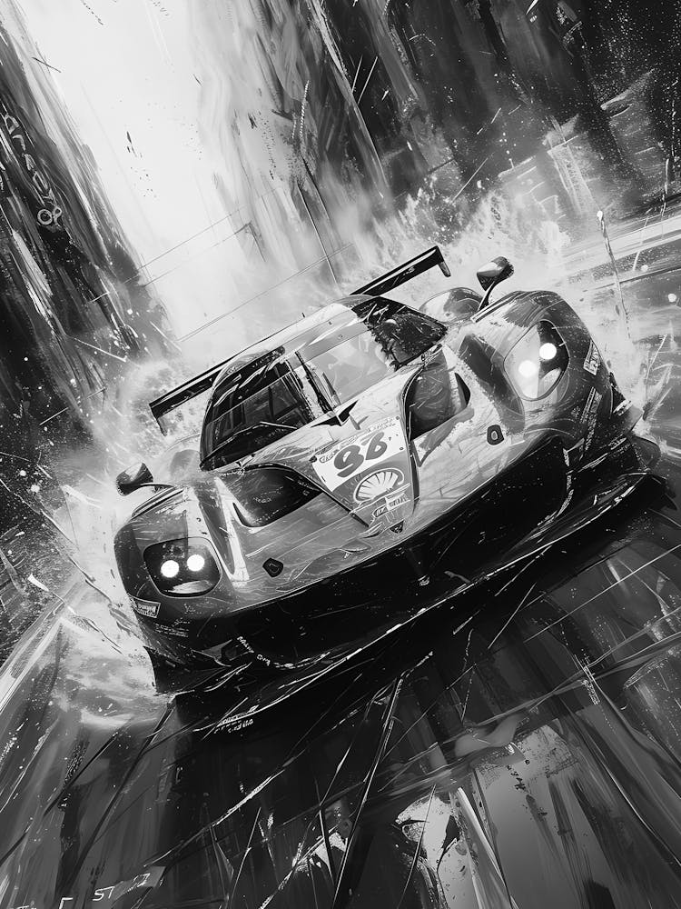 Black And White Racing Car