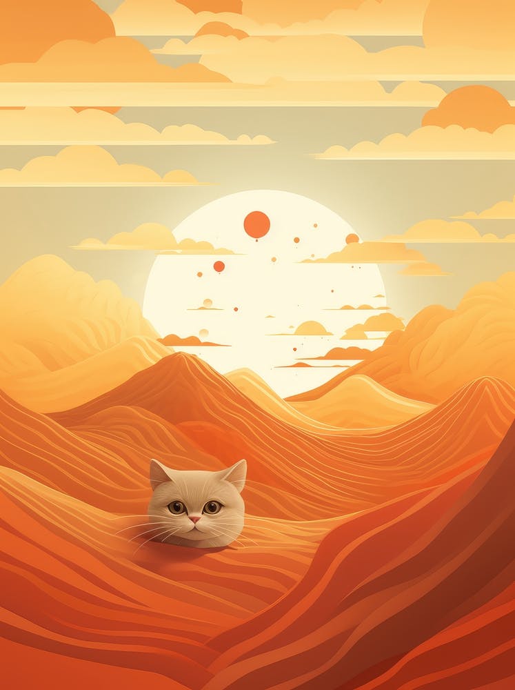 Cat In The Desert