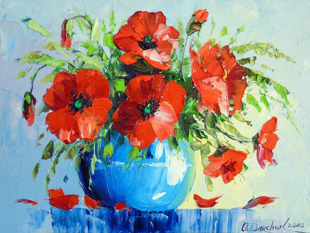 Bouquet of poppies in a vase 1
