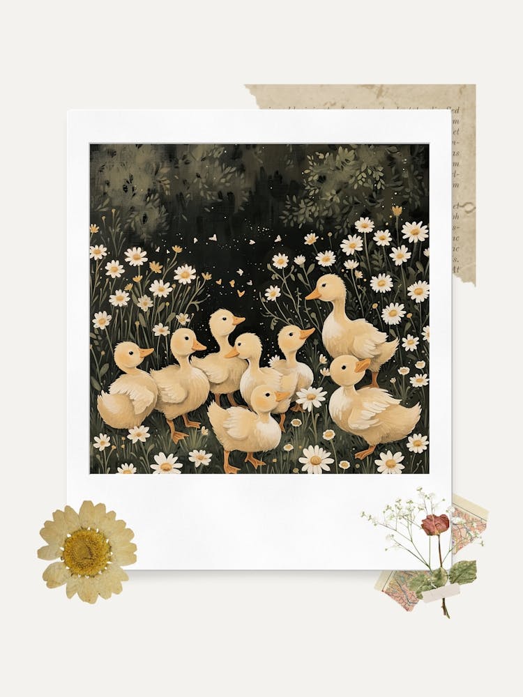 Scrapbook Ducklings Fairycore Painting 2