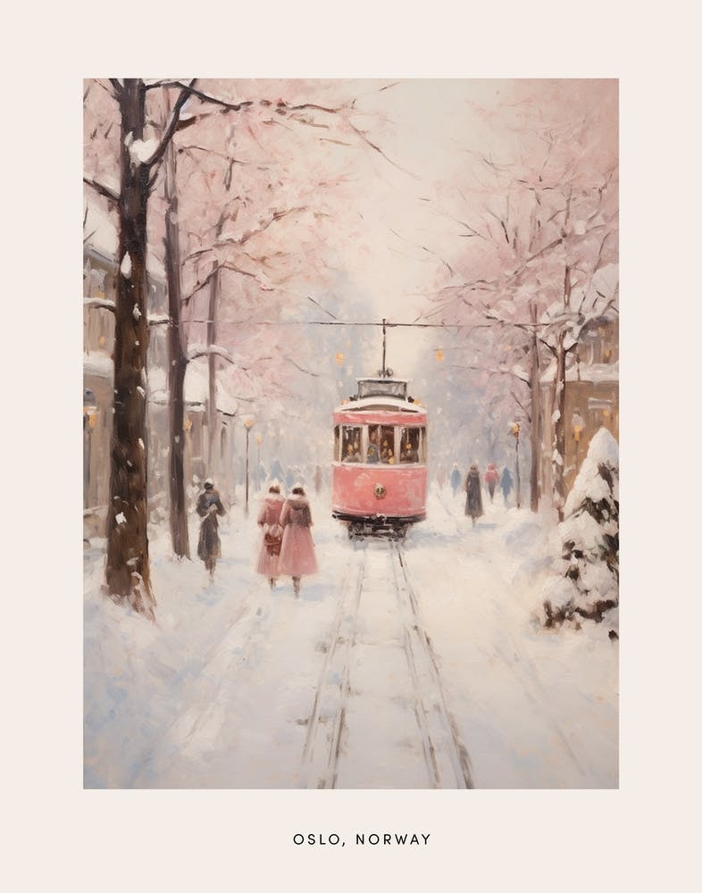 Dreamy Winter Painting Poster Oslo Norway 3