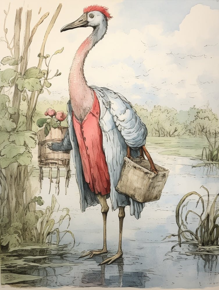 Storybook Animal Watercolour Flamingo 3
