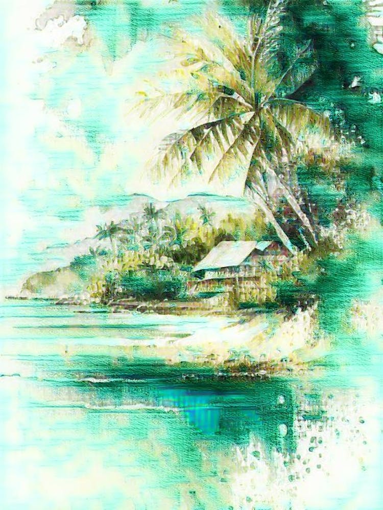 Taveuni Island Fiji Watercolour Pastel Tropical Destination