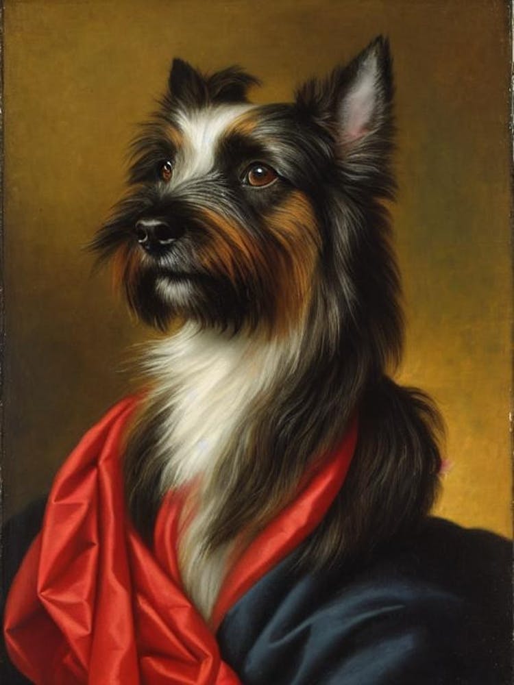 Skye Terrier Renaissance Portrait Oil Painting