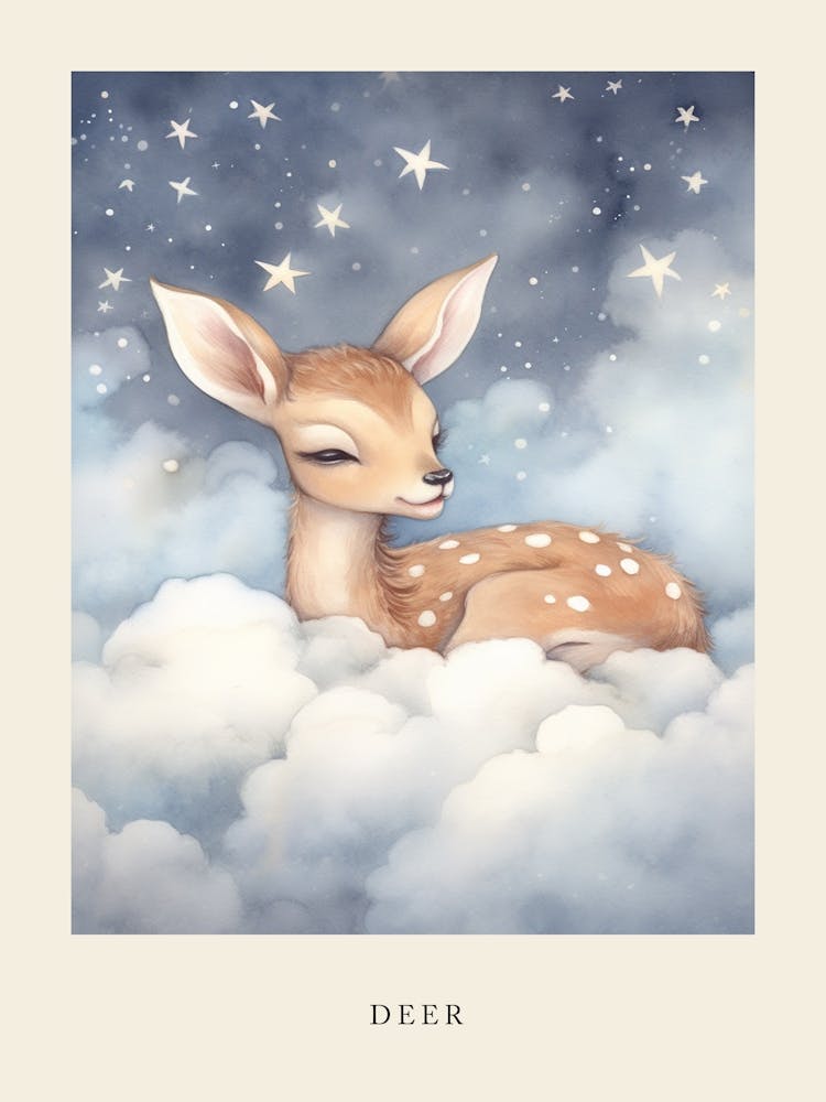 Sleeping Baby Deer 3 Nursery Poster