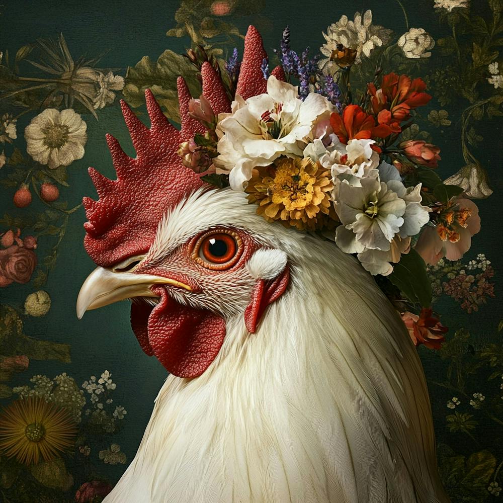 Coq Avec des Fleurs