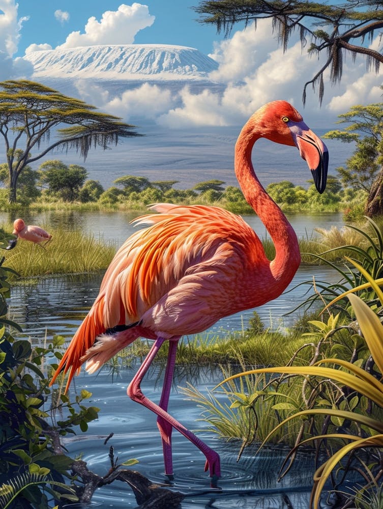 Greater Flamingo Lake Nakuru Nakuru Kenya Tropical Illustration 2