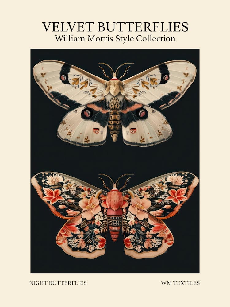 Velvet Butterflies Collection Night Butterflies William Morris Style 5
