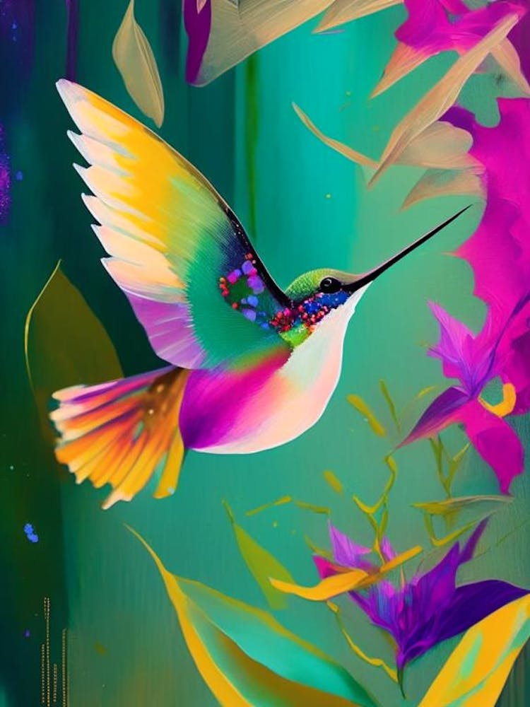 Hummingbird In Flight Abstract Still Life
