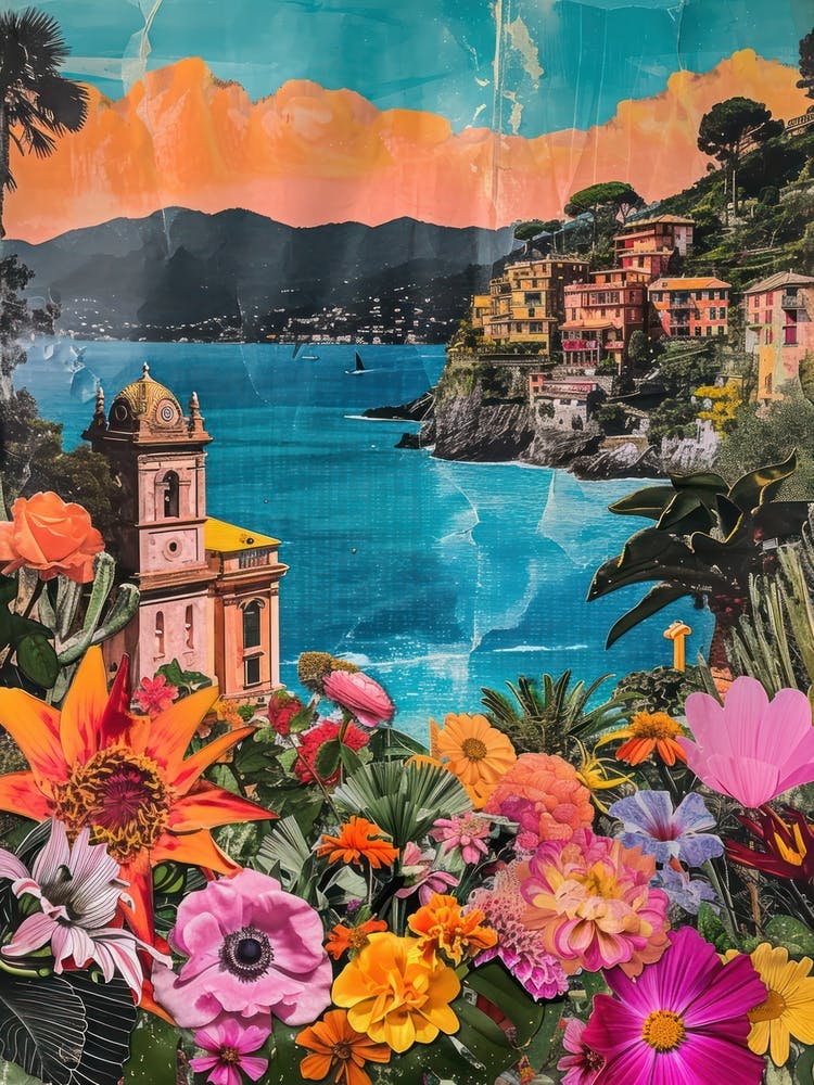 Portofino   Floral Retro Collage Style 4