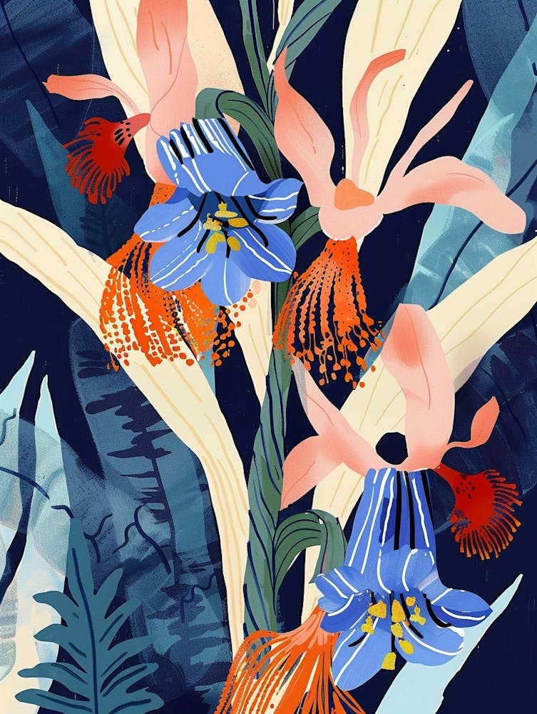 Colourful Flower Illustration Bluebell 2