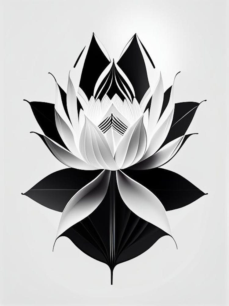 American Lotus Black And White Geometric 3
