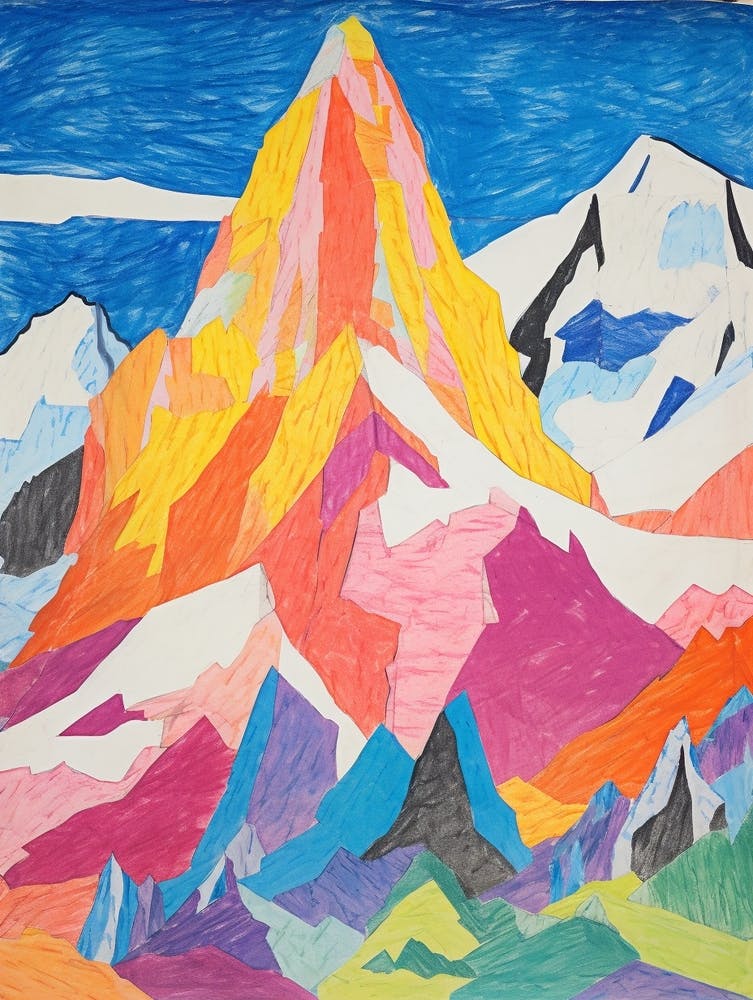 Masherbrum Pakistan 1 Colourful Mountain Illustration