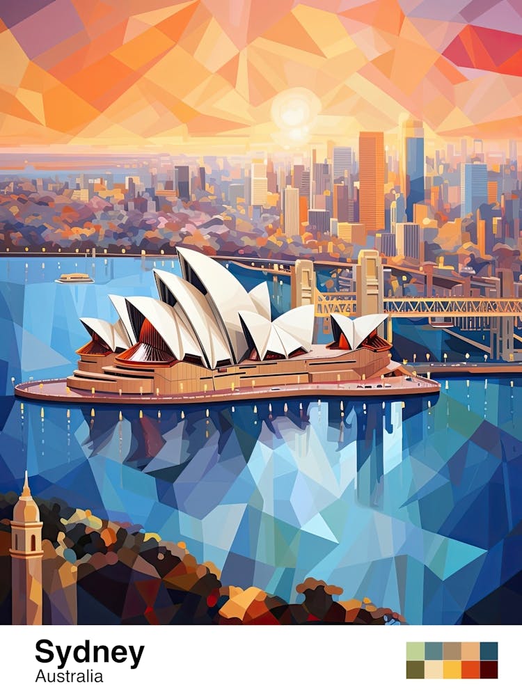 Sydney, Australia, Geometric Illustration 3 Poster