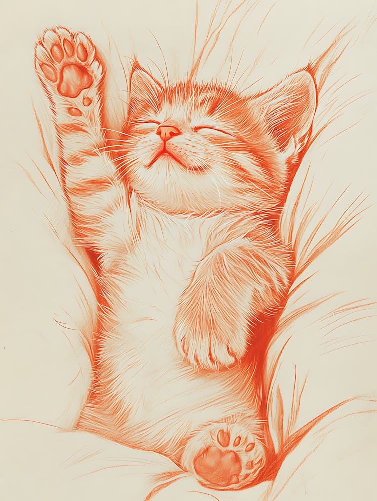 Cat Sleeping On A Pillow 1