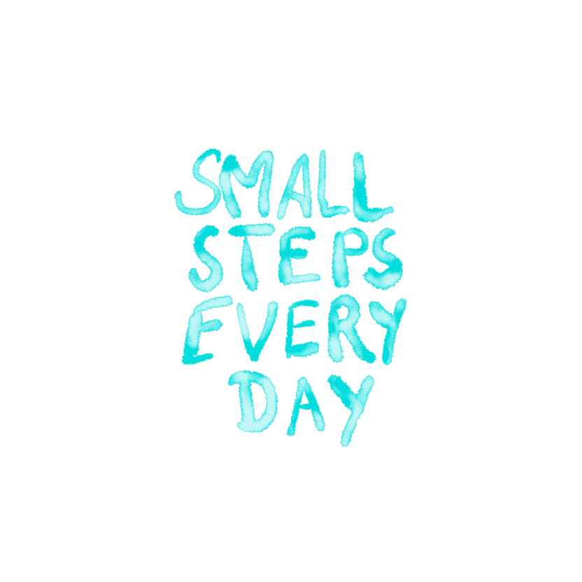 Watercolour Small Steps Every Day - Blue