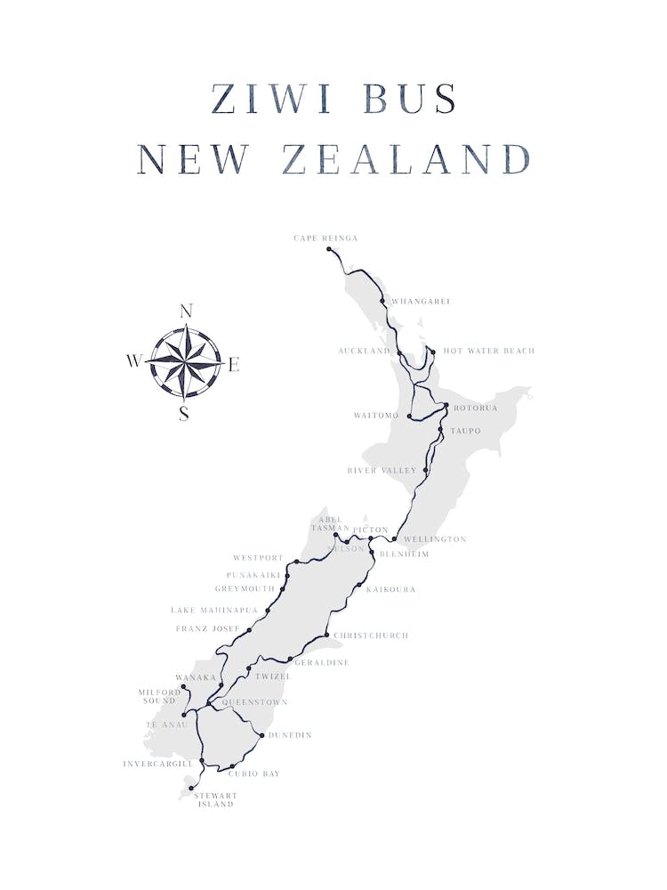 Kiwi Bus Route New Zealand