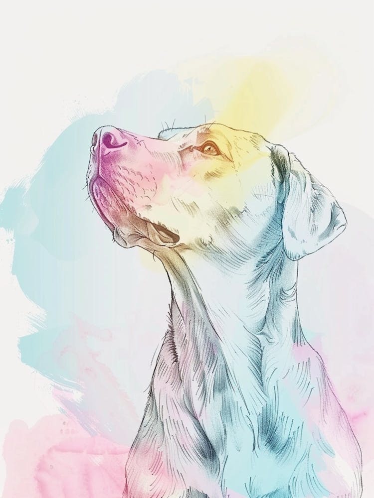 Pointer Dog Watercolour Line Illustration