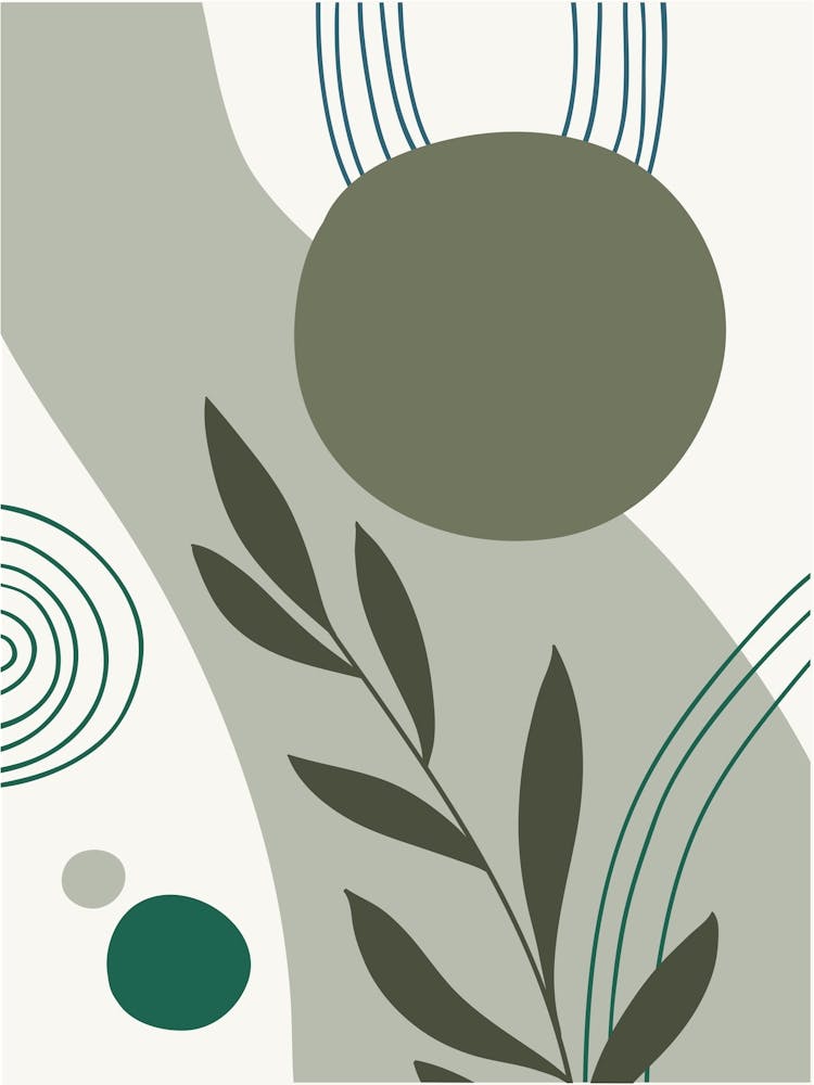 Boho Wall Sage Green Abastract Flat Scandi Design C