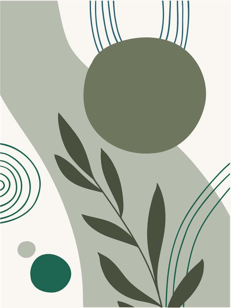 Boho Wall Sage Green Abastract Flat Scandi Design C