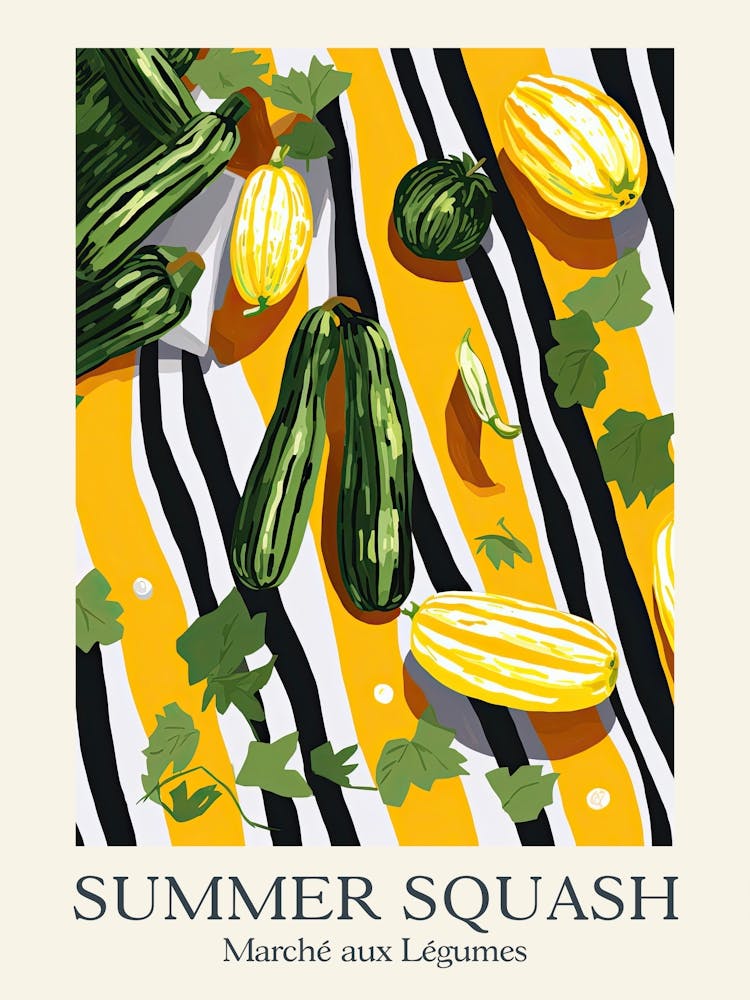Marche Aux Legumes Summer Squash Summer Illustration 4