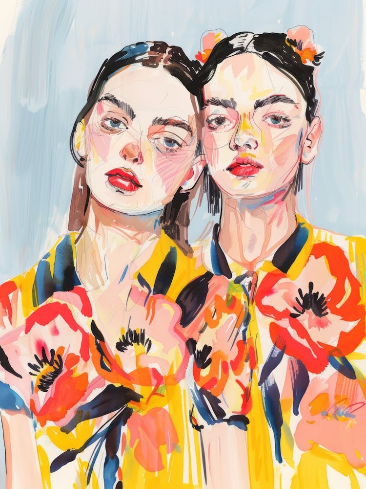 Colorful Portrait of Two Women