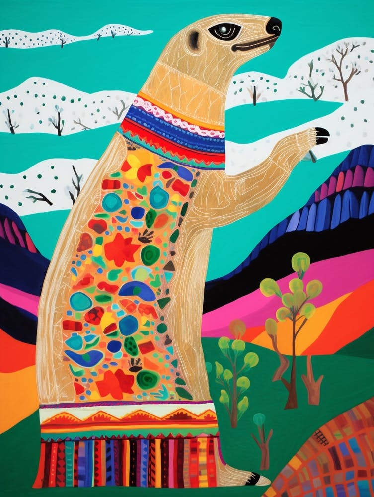 Maximalist Animal Painting Meerkat 1