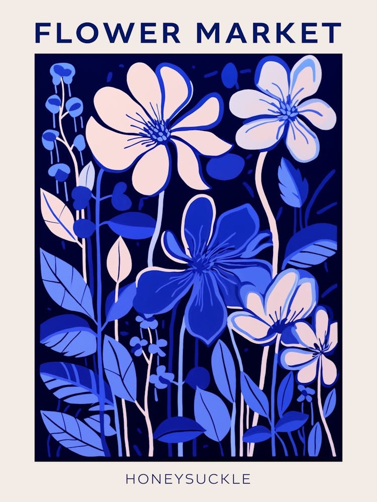 Blue Flower Market Poster Honeysuckle 1