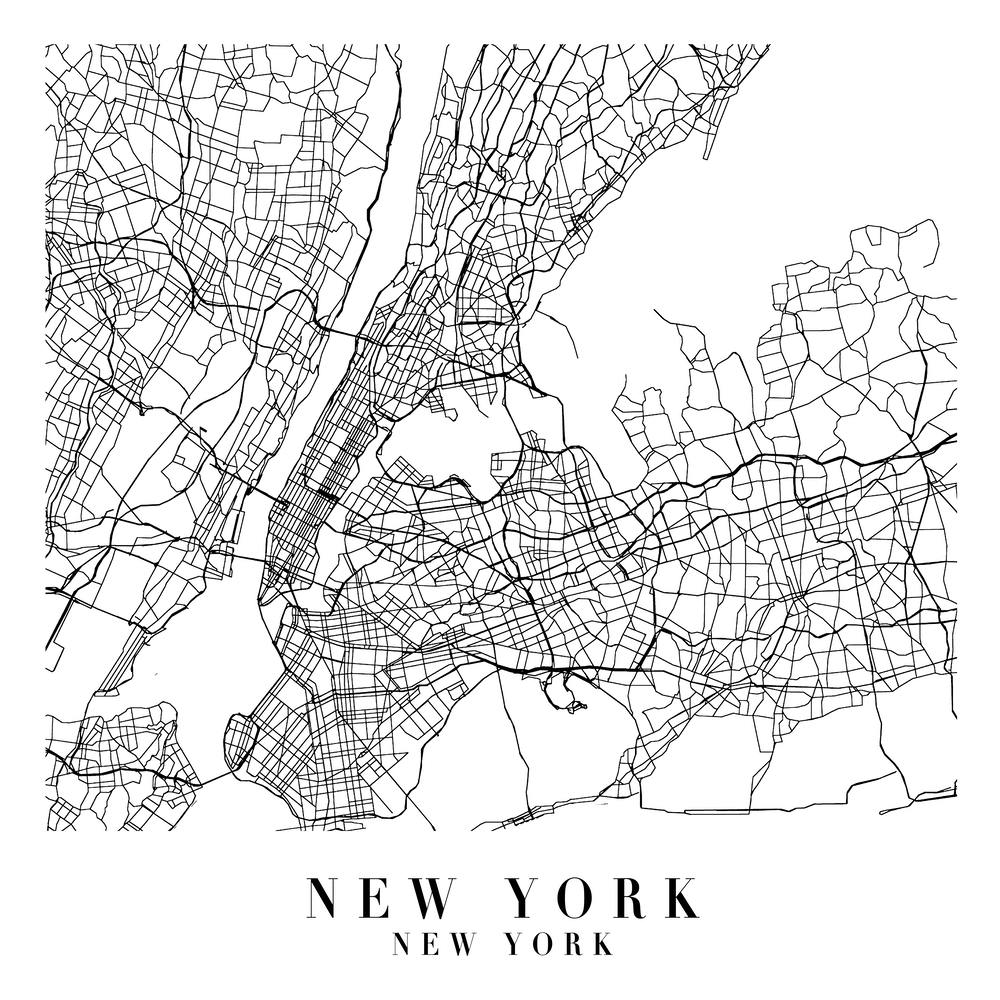 New York New York Street Map Minimal Square
