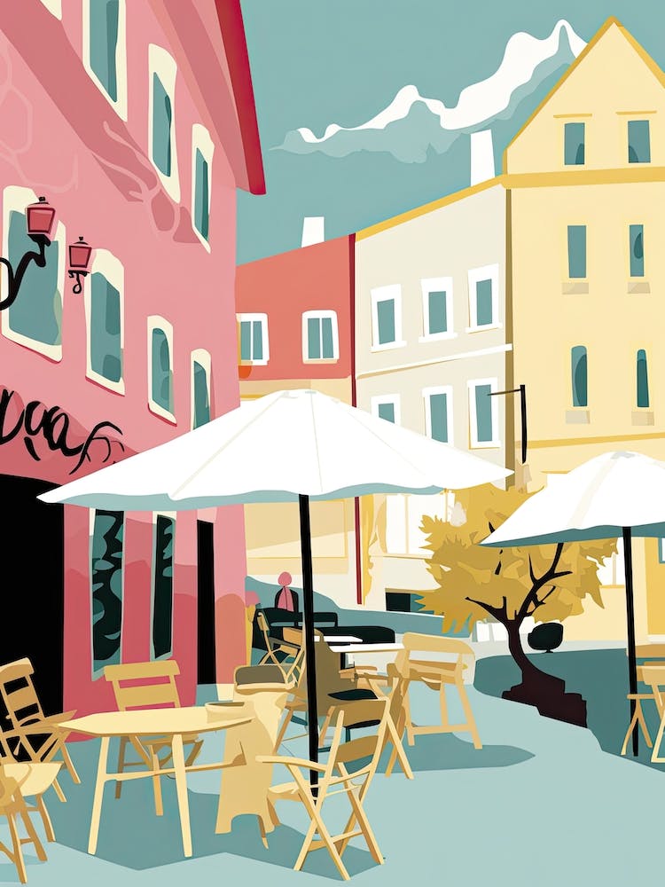 Oslo, Norway, Flat Pastels Tones Illustration 1