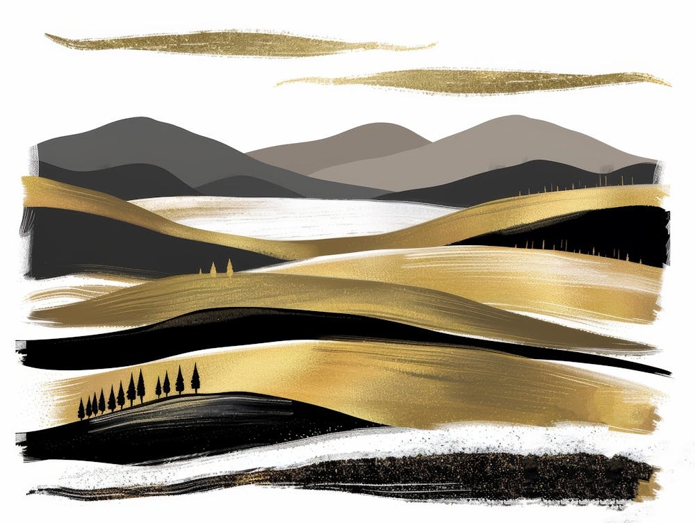 Gold And Black Landscape