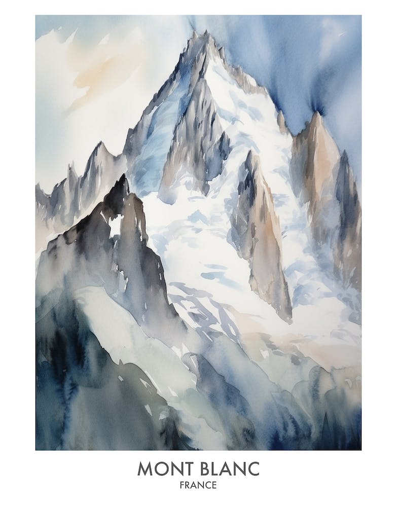 Mont Blanc France Watercolour Travel Poster 4
