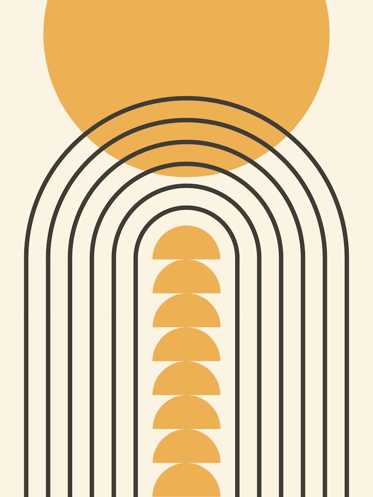 Modern Mid Century Gateway Sun Rainbow 4 In Black Beige Gold 01