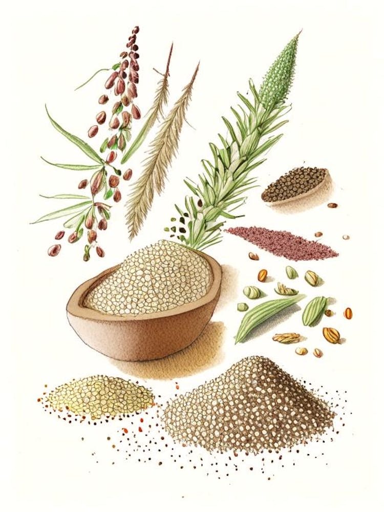 Sesame Seeds Spices And Herbs Pencil Illustration 4