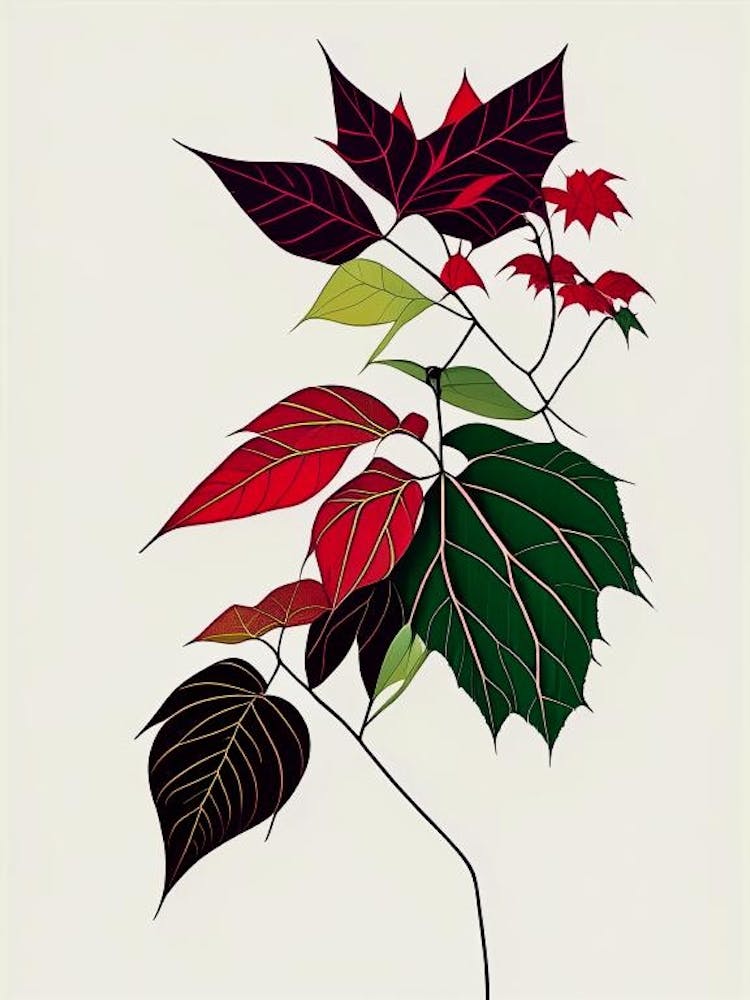 Western Poison Ivy Minimal Line Drawing 5