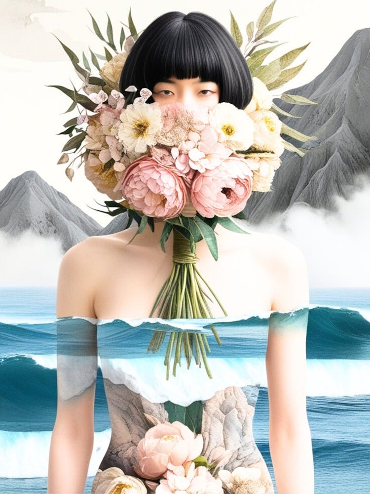 Asian Girl With Flowers 1