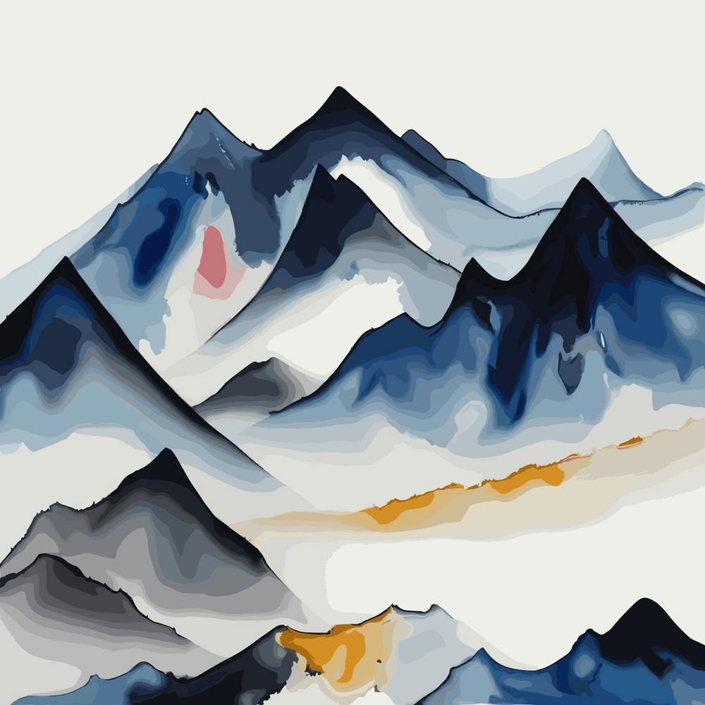 Mountains In Blue And Yellow