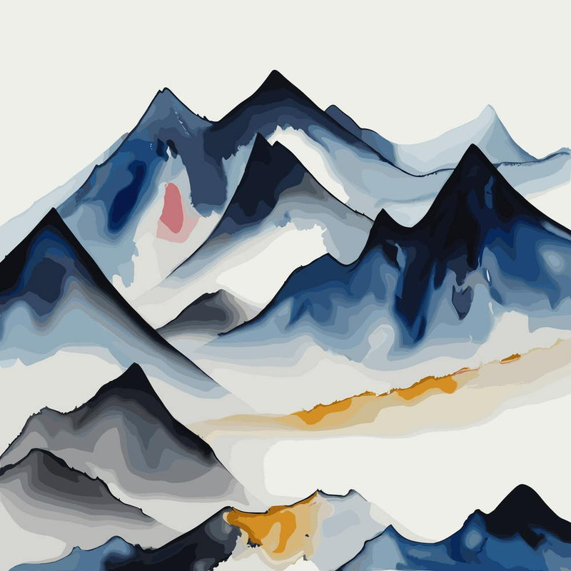 Berge in Blau und Gelb