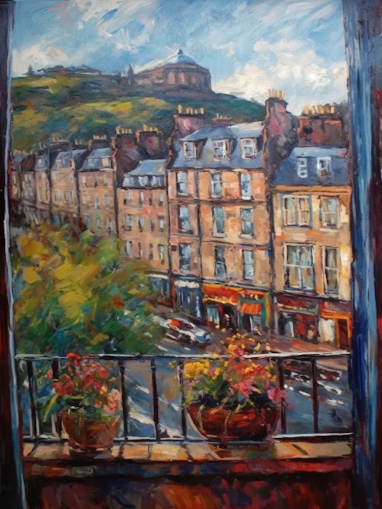 Window View Of Edinburgh Scotland Impressionism Style 1