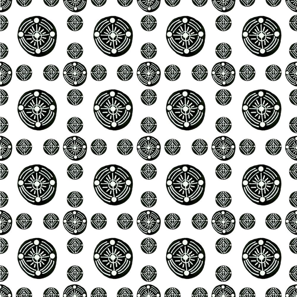Black White Tribal Ethnic Circles Geometric