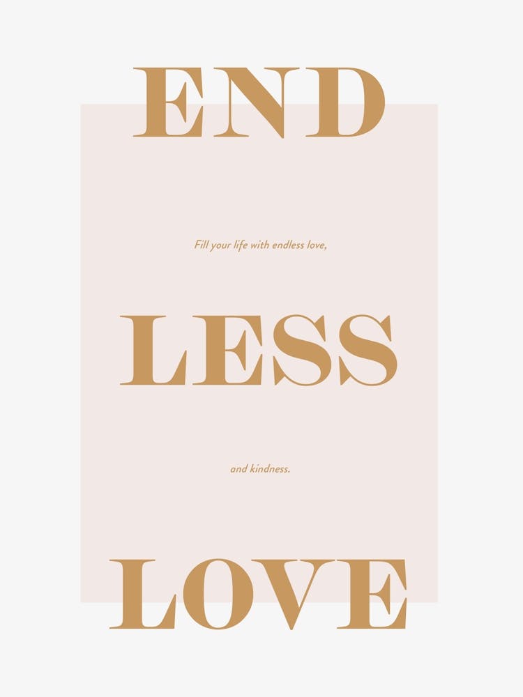 Endless Love Typography Minimal Poster Print Art Lover Inspirational Love