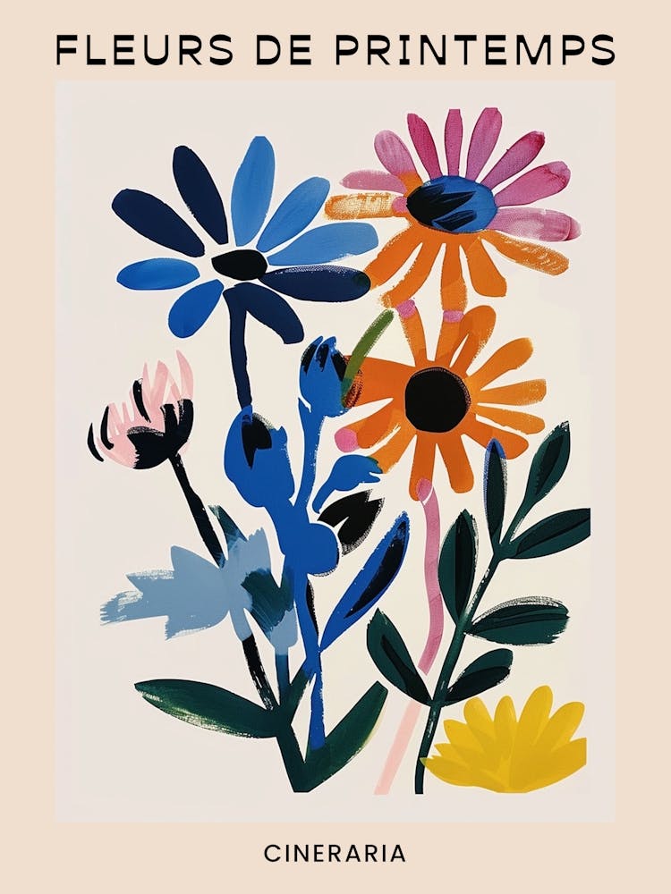 Spring Floral French Poster  Cineraria 4